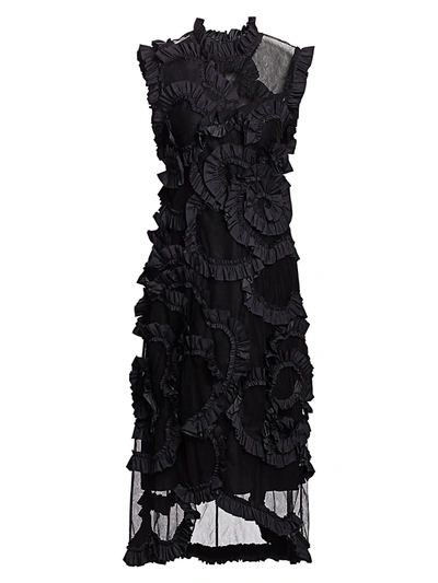 Shop Moncler Genius Women's 4 Moncler Simone Rocha Sheer Insert Ruffle Dress In Black