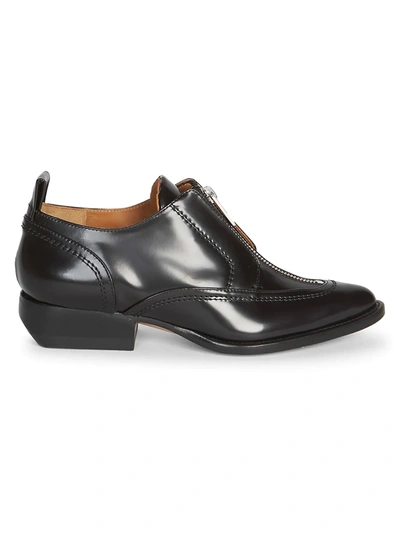 Shop Chloé Women's Rylee Zip-up Leather Oxfords In Black