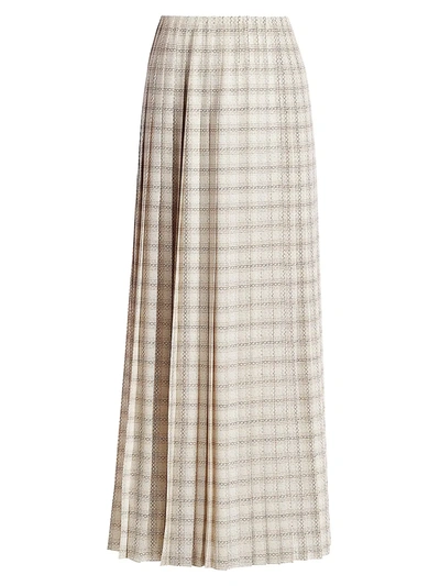 Shop The Row Women's Tulu Pleated Silk Maxi Skirt In Brown Off White