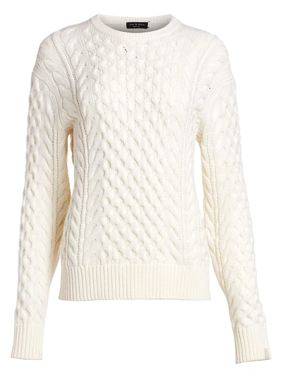 Shop Rag & Bone Women's Aran Cable Knit Crewneck Sweater In Ivory