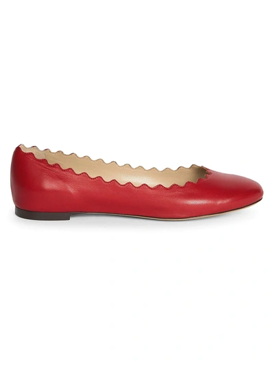 Shop Chloé Women's Lauren Leather Ballet Flats In Tulip Red