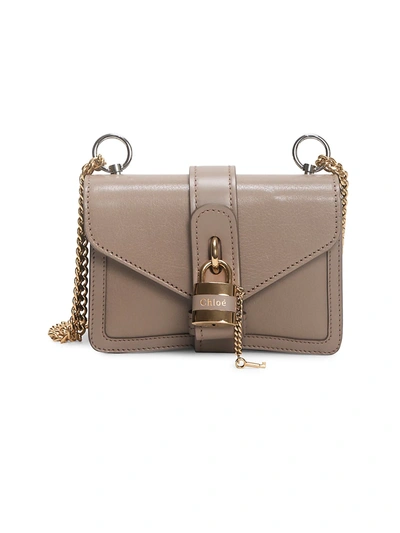 Shop Chloé Women's Mini Aby Leather Shoulder Bag In Motty Grey