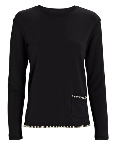 Shop L Agence Christy Split Hem Sweatshirt In Black