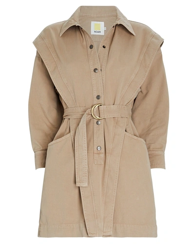 Shop Noam Jeanne Belted Mini Shirt Dress In Beige