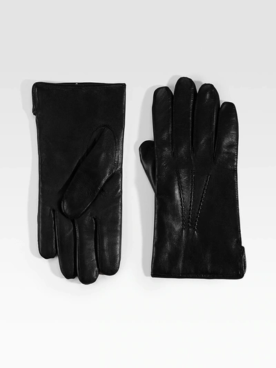 Shop Saks Fifth Avenue Men's Collection Cashmere-lined Leather Gloves In Black