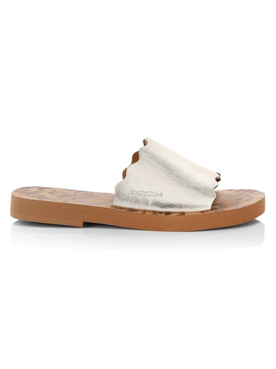 Shop See By Chloé Women's Essie Metallic Leather Slides In Silver