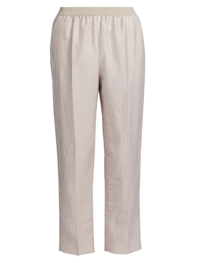 Shop Agnona Sporty Stretch-linen Pants In Beige