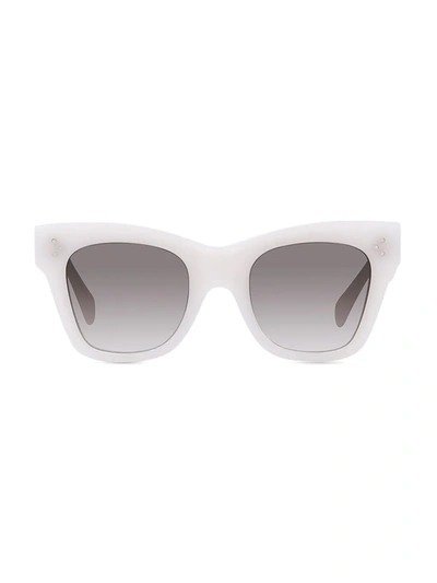 Shop Celine 50mm Rectangular Sunglasses In Ivory