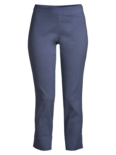 Shop 120% Lino Women's Side Zip Capri Pants In Dark Navy Fade