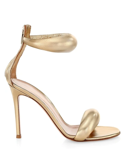 Shop Gianvito Rossi Women's Bijoux Ankle-strap Metallic Leather Stiletto Sandals In Gold