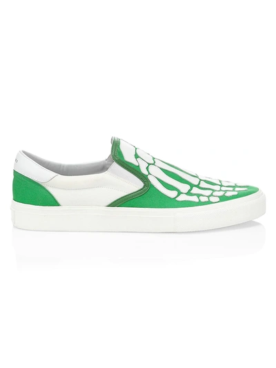 Shop Amiri Skeleton Bone Slip-on Sneakers In Green White