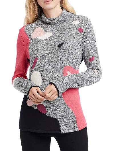 Shop Nic + Zoe Abstract Intarsia Sweater In Pink Multi