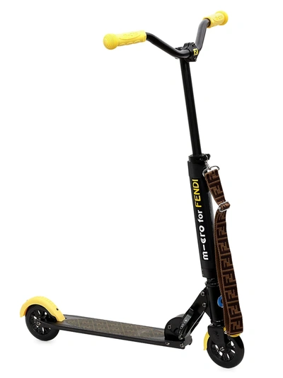 Shop Fendi Kid's  X Micro Kickboard Scooter In Black