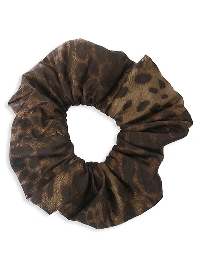 Shop Gaios Contemporary Leopard-print Faux Leather Scrunchie In Brown
