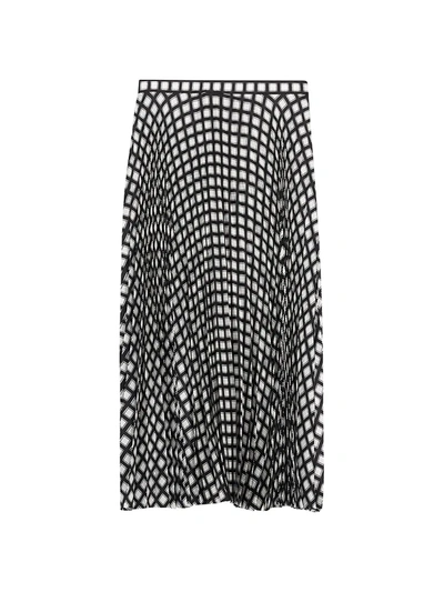 Shop Theory Check Twill Pleated Midi Skirt In Black Multi