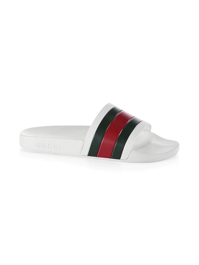 Shop Gucci Men's Pursuit 72 Rubber Slide Sandal In White