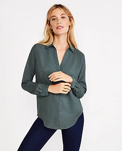 Shop Ann Taylor Petite Essential Shirt In Shadow Leaf