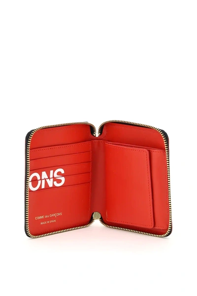 Shop Comme Des Garçons Zip-around Huge Logo Wallet In Red,white