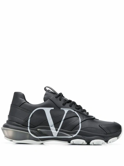 Shop Valentino Men's Black Leather Sneakers