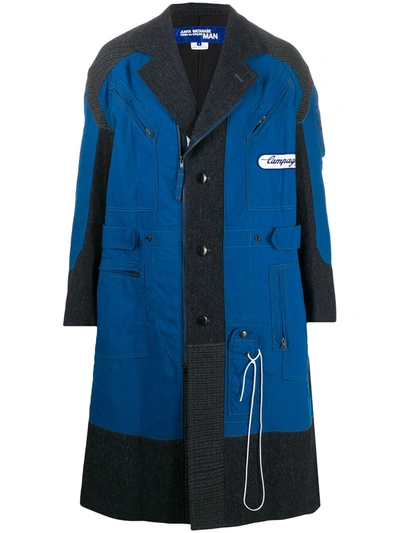 Shop Junya Watanabe Tailored Work Patchwork Coat In Blue