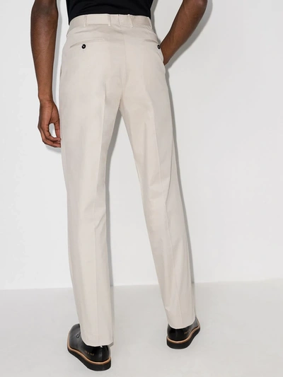 Shop Ermenegildo Zegna Premium Cotton Tailored Trousers In Neutrals