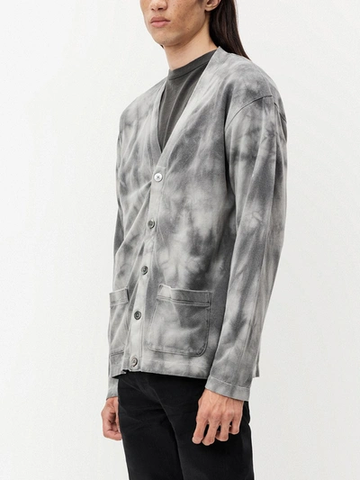 Shop John Elliott Charcoal Tie Dye Cardigan In Grey