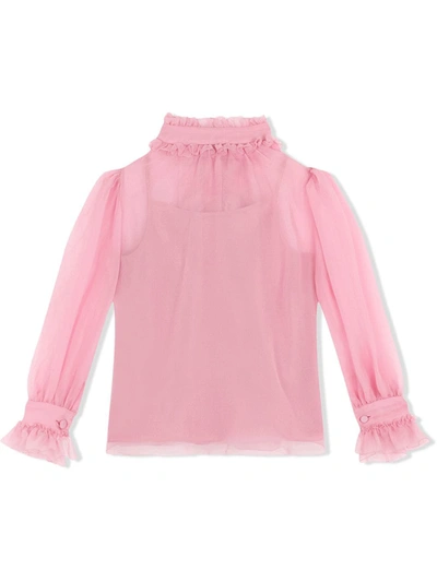 Dolce & Gabbana Pussy Bow-fastening Silk Shirt In Pink