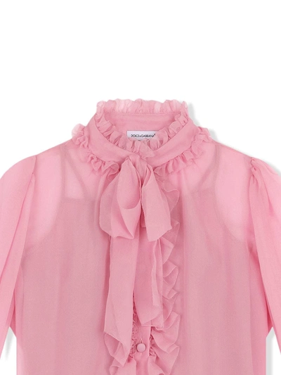 Shop Dolce & Gabbana Pussy Bow-fastening Silk Shirt In Pink
