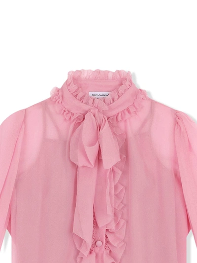 Dolce & Gabbana Pussy Bow-fastening Silk Shirt In Pink