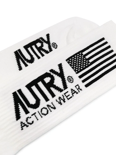 Shop Autry Logo Print Socks In White