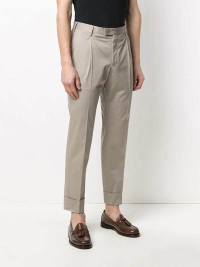 Shop Pt01 Cropped Chino Trousers In Neutrals