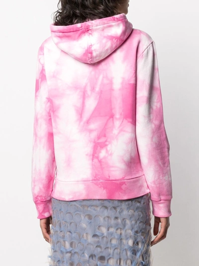 Shop Rabanne Slogan Tie-dye Hoodie In Pink