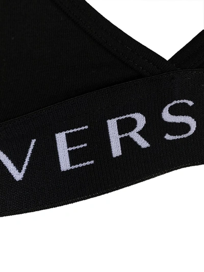Shop Versace Logo-print Bra In Black