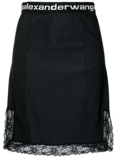 Shop Alexander Wang T Logo Trim Mini Skirt In Black