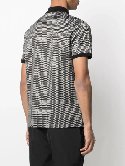 Shop Ferragamo Zigzag Knitted Polo Shirt In Black