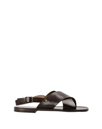 Shop L'artigiano Del Cuoio Man Sandals Dark Brown Size 9 Calfskin