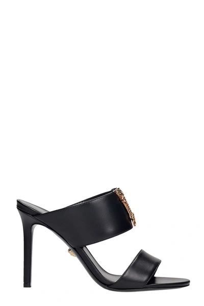 Shop Versace Sandals In Black Leather