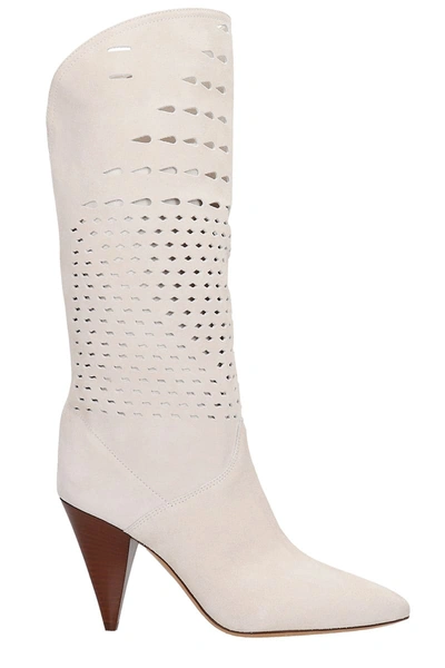 Shop Isabel Marant Lurrey High Heels Boots In White Leather