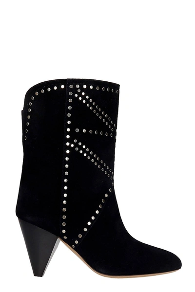 Shop Isabel Marant Deezia High Heels Ankle Boots In Black Suede