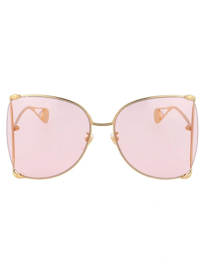 Shop Gucci Gg0252s Sunglasses In 004 Gold Gold Pink