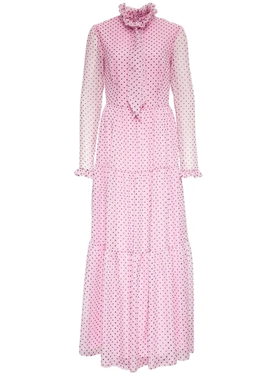 Shop Philosophy Di Lorenzo Serafini Polka Dot Long Chiffon Dress In Pink