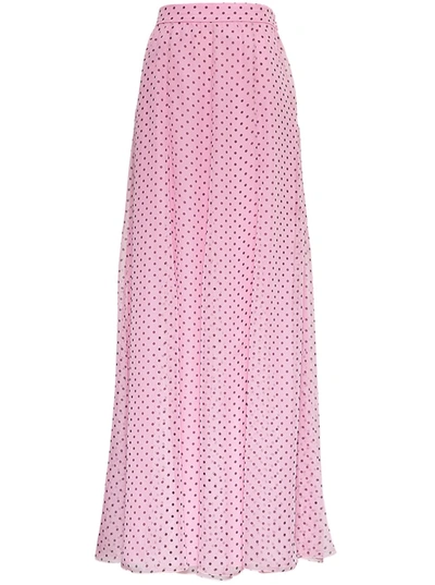 Shop Philosophy Di Lorenzo Serafini Polka Dot Chiffon Long Skirt In Pink