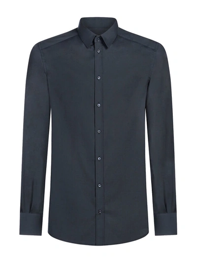 Shop Dolce & Gabbana Essential Mix Cotton Basic Shirt In Black