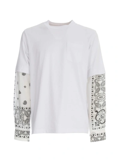 Shop Sacai Archive Print Mix L/s T-shirt In White