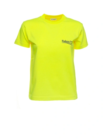 Shop Balenciaga Political Campaign T-shirt In Fluo Yellow Black