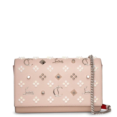 Christian Louboutin Paloma Loubinthesky Clutch Bag In Rose De Chine/ White  Ab-silver