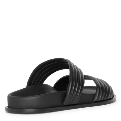 Shop Alaïa Black Leather Flat Sandals