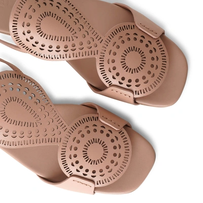 Shop Alaïa Laser-cut Leather Flat Sandals