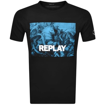 Shop Replay Logo Crew Neck T Shirt Black