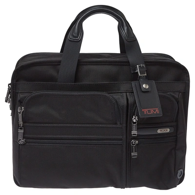 Pre-owned Tumi Black Nylon And Leather Dfo Expandable Organizer Laptop Briefcase